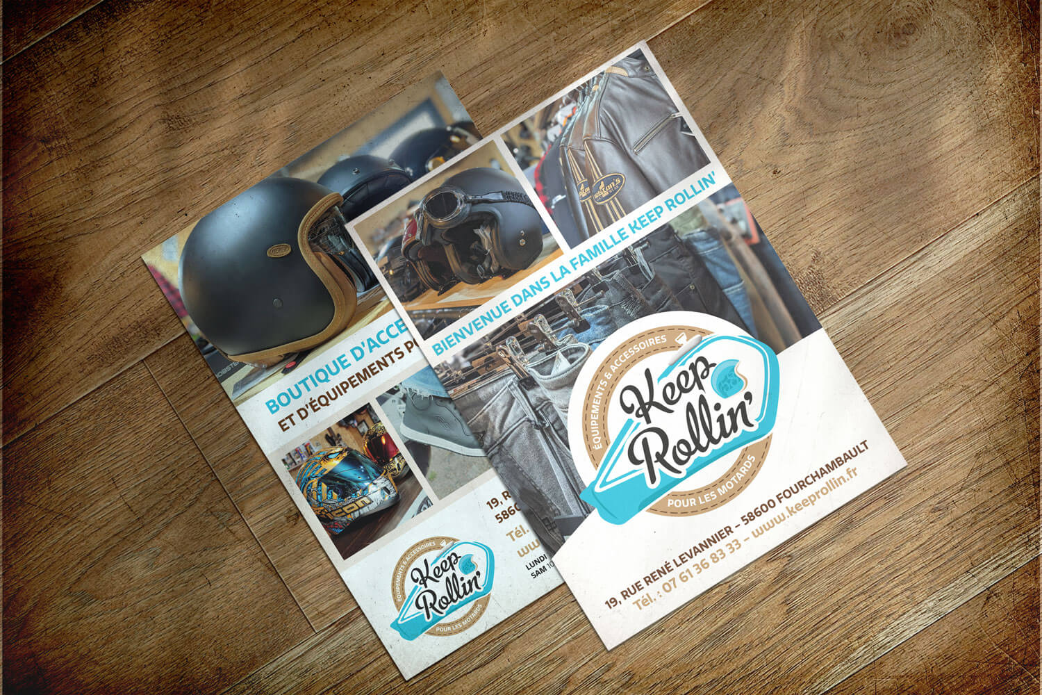 Création du flyer de Keep Rollin - Equipements et accessoires moto à Nevers