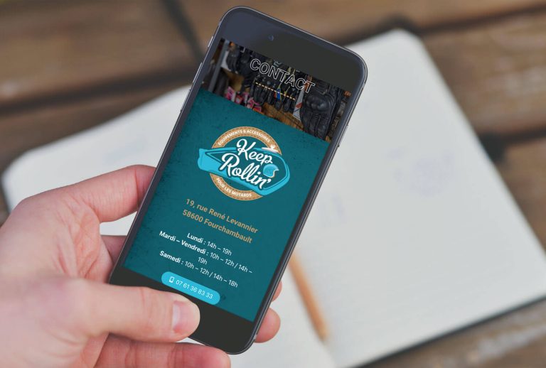 Création du site internet mobile de Keep Rollin - Equipements et accessoires moto à Nevers
